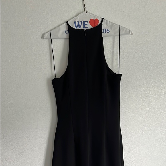 Badgley Mishka Black Halter, Ruched Side Slit Evening Gown - Picture 8 of 13